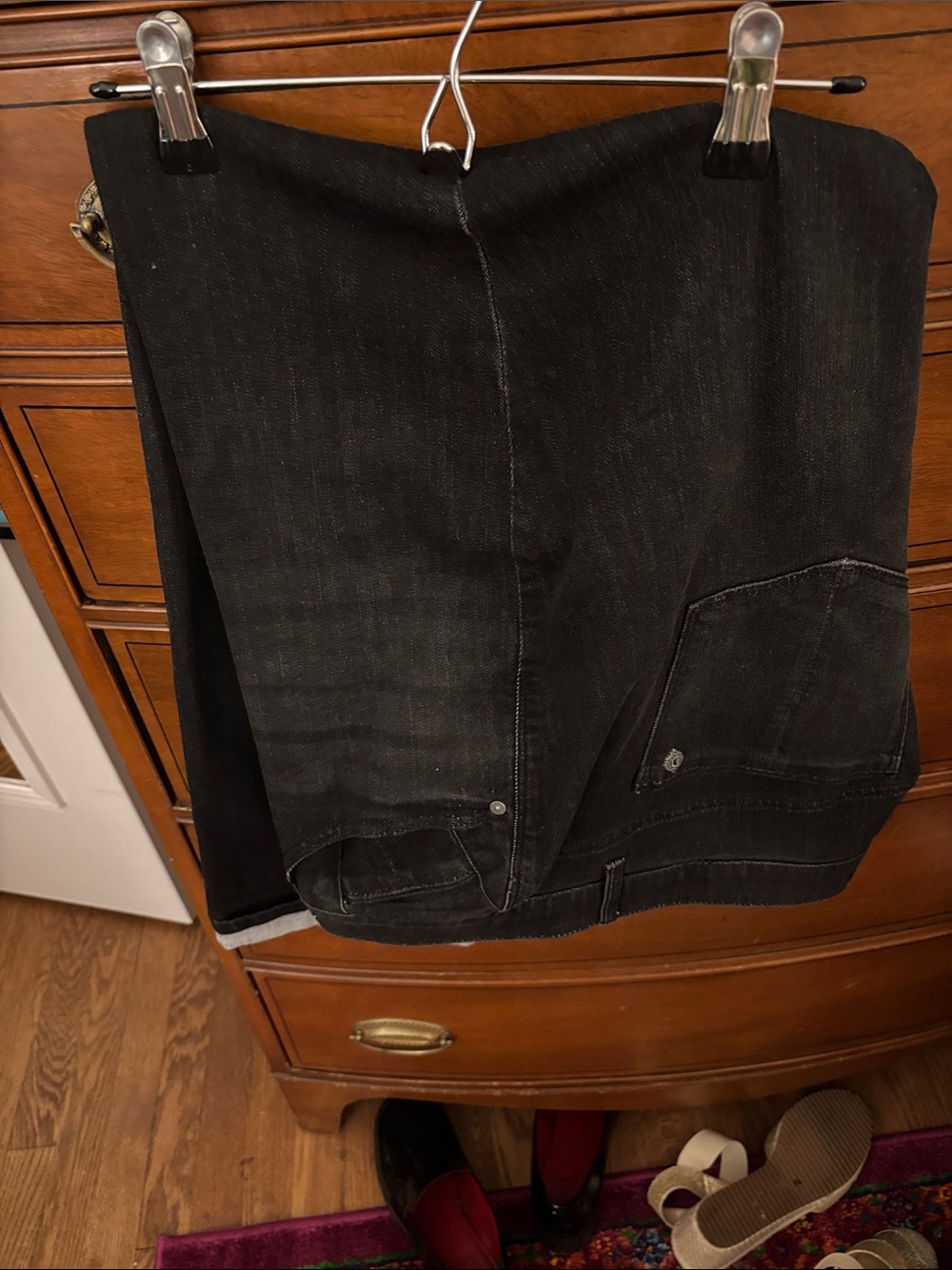 Democracy Black High-Rise Jeans with Logo Button